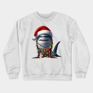 Shark Wrapped In Christmas Lights Crewneck Sweatshirt